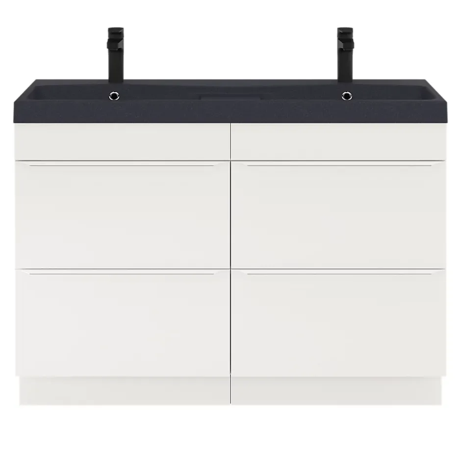 GoodHome Meuble sous vasque à poser blanc mat l.120 x H.82 x P.45 cm, Imandra