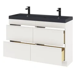 GoodHome Meuble sous vasque à poser blanc mat l.120 x H.82 x P.45 cm, Imandra