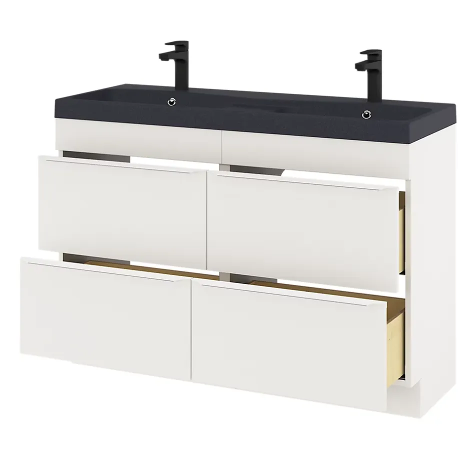 GoodHome Meuble sous vasque à poser blanc mat l.120 x H.82 x P.45 cm, Imandra