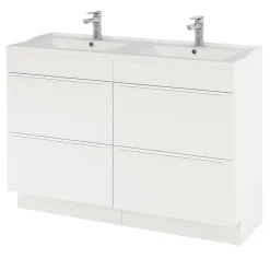 GoodHome Meuble sous vasque à poser blanc mat l.120 x H.82 x P.45 cm, Imandra
