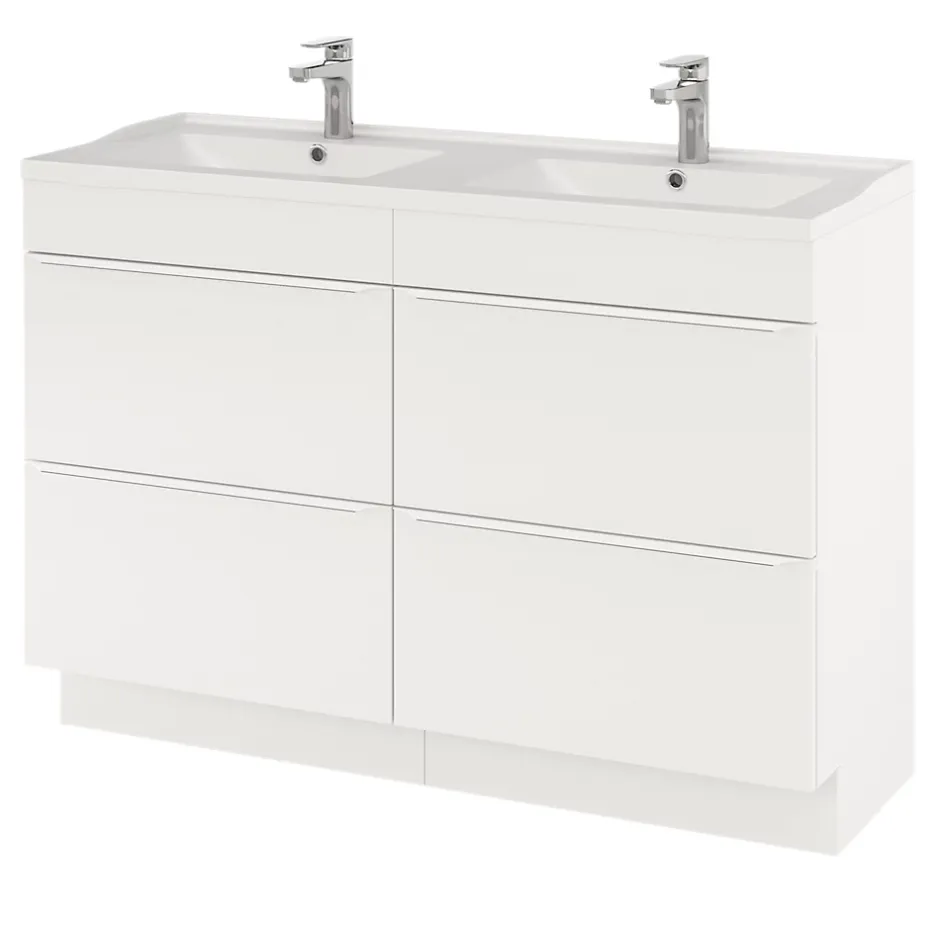 GoodHome Meuble sous vasque à poser blanc mat l.120 x H.82 x P.45 cm, Imandra