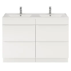 GoodHome Meuble sous vasque à poser blanc mat l.120 x H.82 x P.45 cm, Imandra