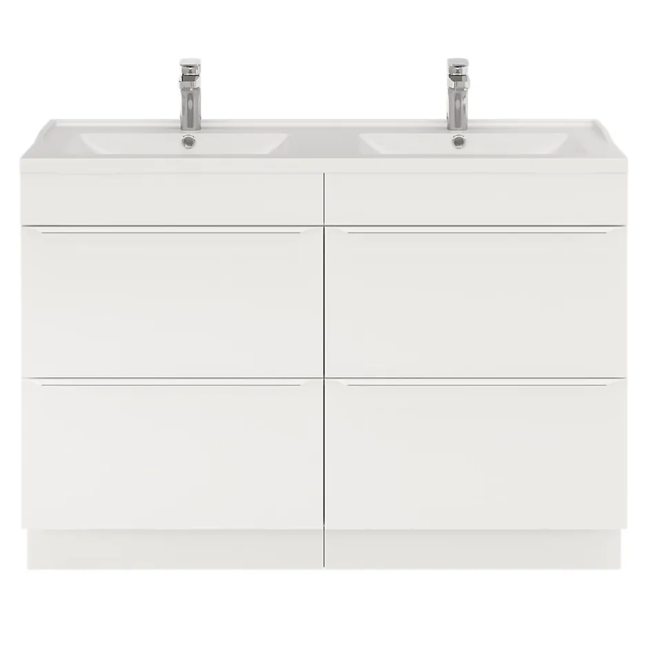 GoodHome Meuble sous vasque à poser blanc mat l.120 x H.82 x P.45 cm, Imandra