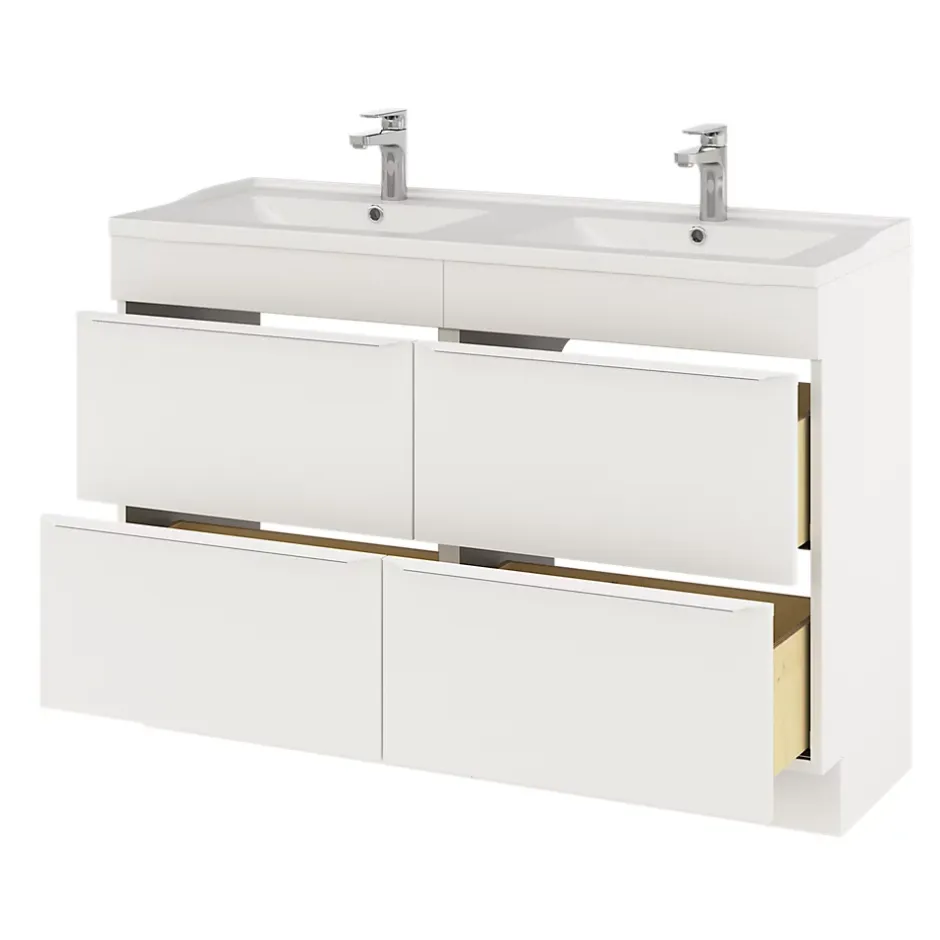 GoodHome Meuble sous vasque à poser blanc mat l.120 x H.82 x P.45 cm, Imandra