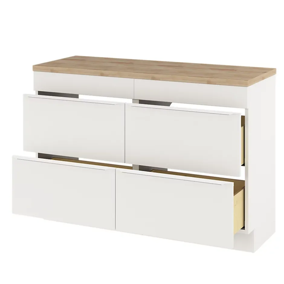 GoodHome Meuble sous vasque à poser blanc mat l.120 x H.82 x P.45 cm, Imandra