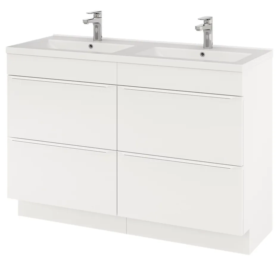 GoodHome Meuble sous vasque à poser blanc mat l.120 x H.82 x P.45 cm, Imandra