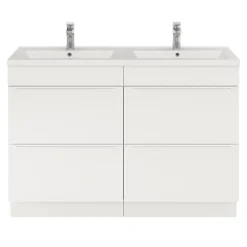 GoodHome Meuble sous vasque à poser blanc mat l.120 x H.82 x P.45 cm, Imandra