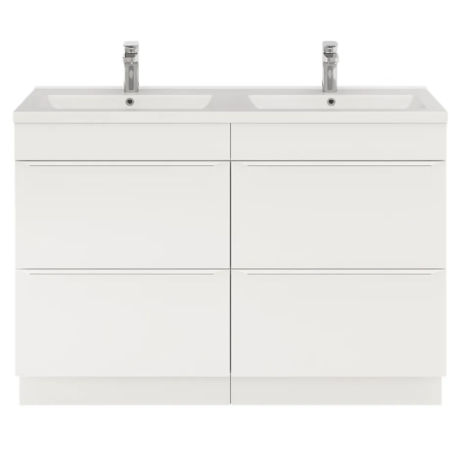 GoodHome Meuble sous vasque à poser blanc mat l.120 x H.82 x P.45 cm, Imandra