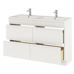 GoodHome Meuble sous vasque à poser blanc mat l.120 x H.82 x P.45 cm, Imandra