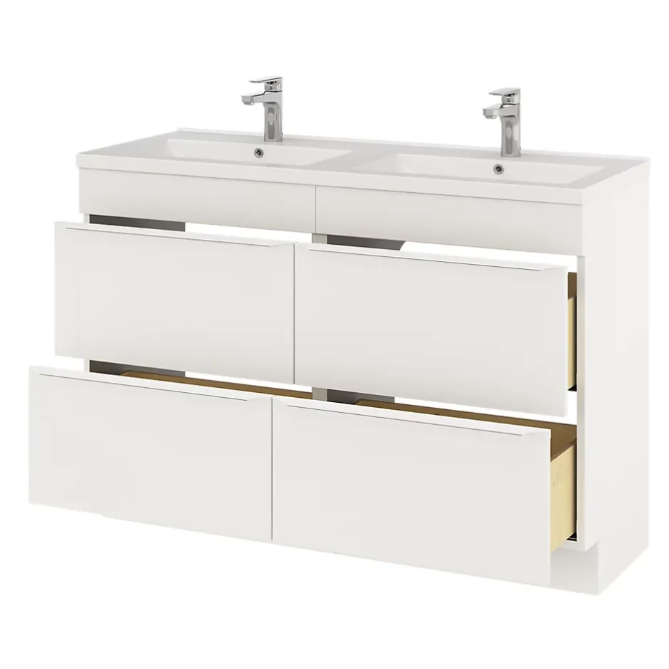 GoodHome Meuble sous vasque à poser blanc mat l.120 x H.82 x P.45 cm, Imandra