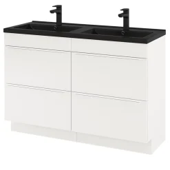 GoodHome Meuble sous vasque à poser blanc mat l.120 x H.82 x P.45 cm, Imandra