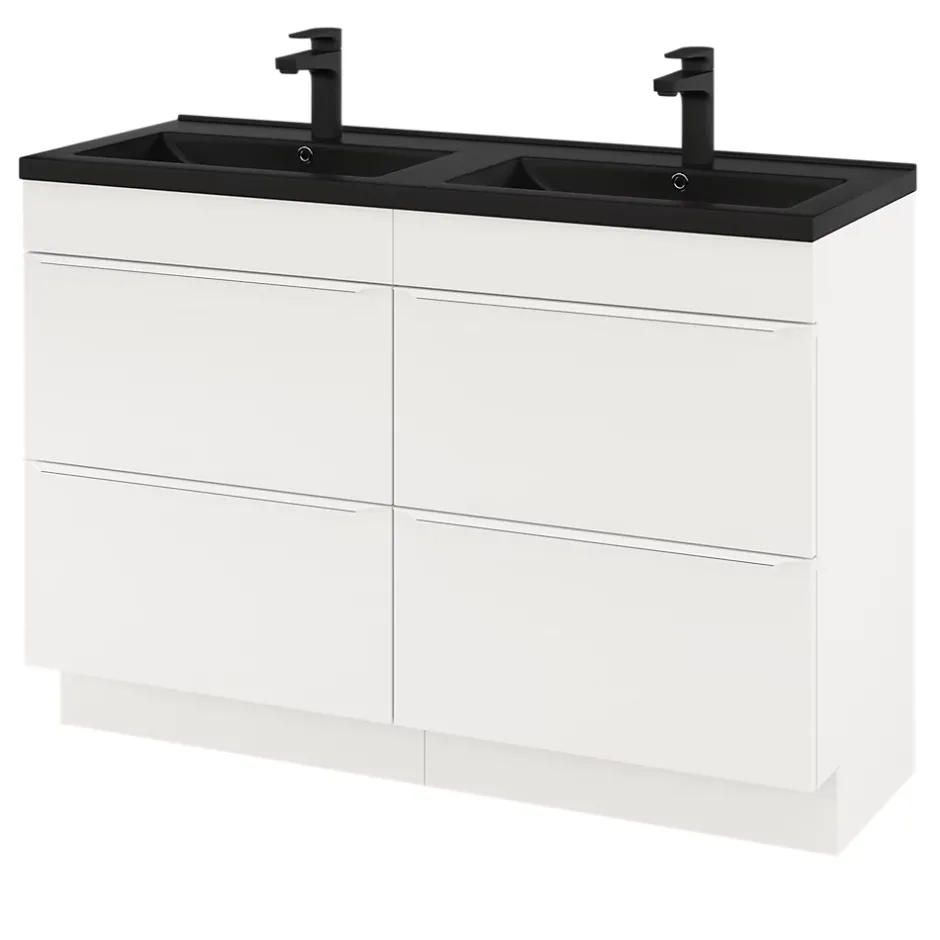 GoodHome Meuble sous vasque à poser blanc mat l.120 x H.82 x P.45 cm, Imandra
