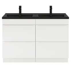 GoodHome Meuble sous vasque à poser blanc mat l.120 x H.82 x P.45 cm, Imandra