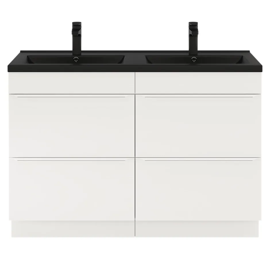 GoodHome Meuble sous vasque à poser blanc mat l.120 x H.82 x P.45 cm, Imandra