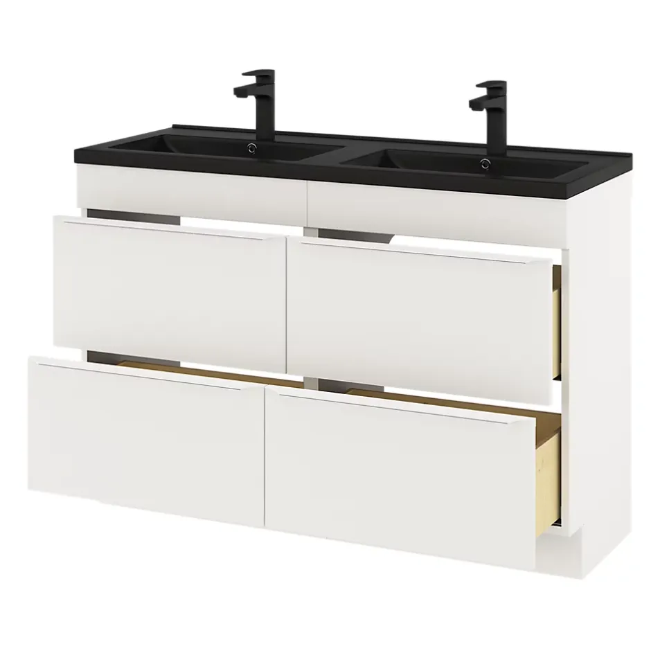 GoodHome Meuble sous vasque à poser blanc mat l.120 x H.82 x P.45 cm, Imandra