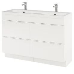 GoodHome Meuble sous vasque à poser blanc mat l.120 x H.82 x P.45 cm, Imandra