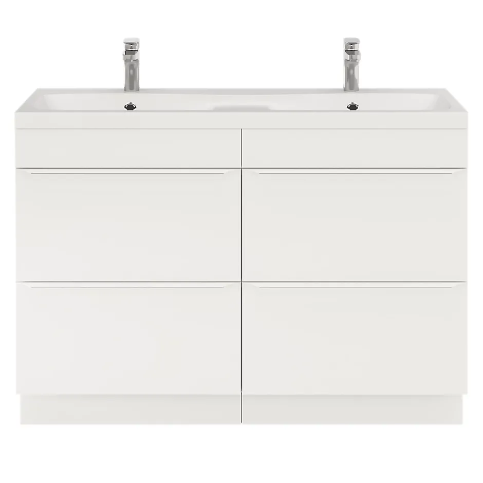 GoodHome Meuble sous vasque à poser blanc mat l.120 x H.82 x P.45 cm, Imandra