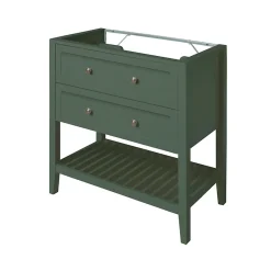 GoodHome Meuble sous vasque à poser 2 tiroirs 1 niche vert mat l.80 x H.80,6 x P.45 cm, Perma* Meuble Buanderie|Meuble Sous-Vasque