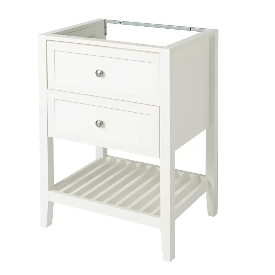 GoodHome Meuble sous vasque à poser 2 tiroirs 1 niche blanc mat l.60 cm, Perma* Meuble Buanderie|Meuble Sous-Vasque