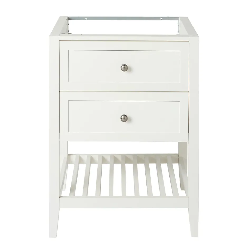 GoodHome Meuble sous vasque à poser 2 tiroirs 1 niche blanc mat l.60 cm, Perma* Meuble Buanderie|Meuble Sous-Vasque