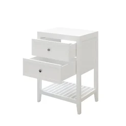 GoodHome Meuble sous vasque à poser 2 tiroirs 1 niche blanc mat l.60 cm, Perma* Meuble Buanderie|Meuble Sous-Vasque