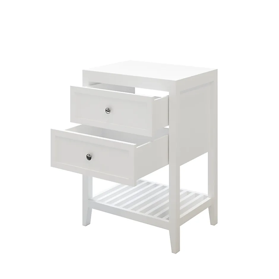 GoodHome Meuble sous vasque à poser 2 tiroirs 1 niche blanc mat l.60 cm, Perma* Meuble Buanderie|Meuble Sous-Vasque