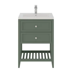 GoodHome Meuble sous vasque à poser l.60 cm vert + plan vasque Nira, Perma* Meuble Vasque