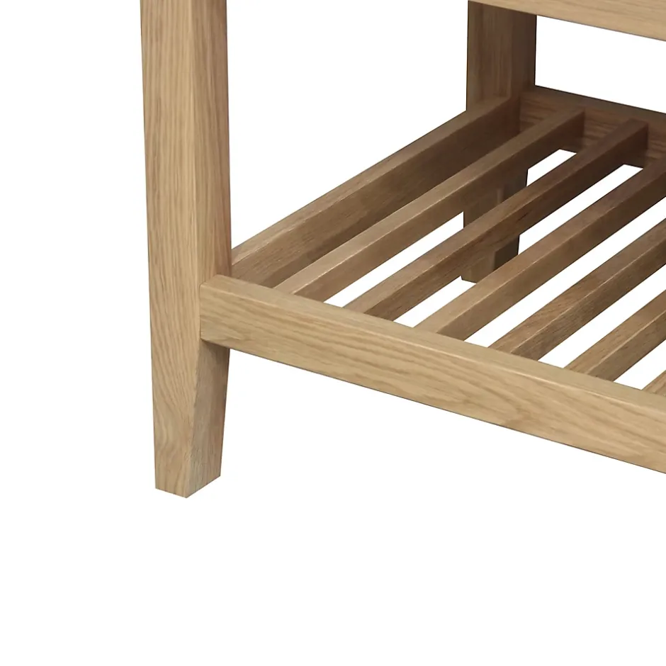 GoodHome Meuble sous vasque à poser 4 tiroirs placage chêne l.120 x H.80,6 x P.45 cm, Perma* Meuble Buanderie|Meuble Sous-Vasque