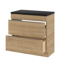 GoodHome Meuble sous vasque à poser effet chêne l.80 x H.60 x P.45 cm, Imandra* Meuble Buanderie|Meuble Sous-Vasque