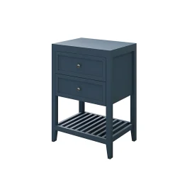 GoodHome Meuble sous vasque à poser 2 tiroirs bleu mat l.60 cm, Perma