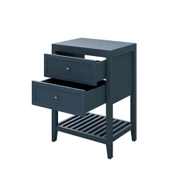 GoodHome Meuble sous vasque à poser 2 tiroirs bleu mat l.60 cm, Perma