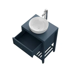 GoodHome Meuble sous vasque à poser 2 tiroirs bleu mat l.60 cm, Perma
