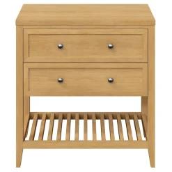 GoodHome Meuble sous vasque à poser 2 tiroirs placage chêne l.80 x H.80,6 x P.45 cm, Perma