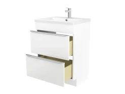 GoodHome Meuble sous vasque à poser blanc brillant l.60 x H.82 x P.45 cm, Imandra* Meuble Buanderie|Meuble Sous-Vasque