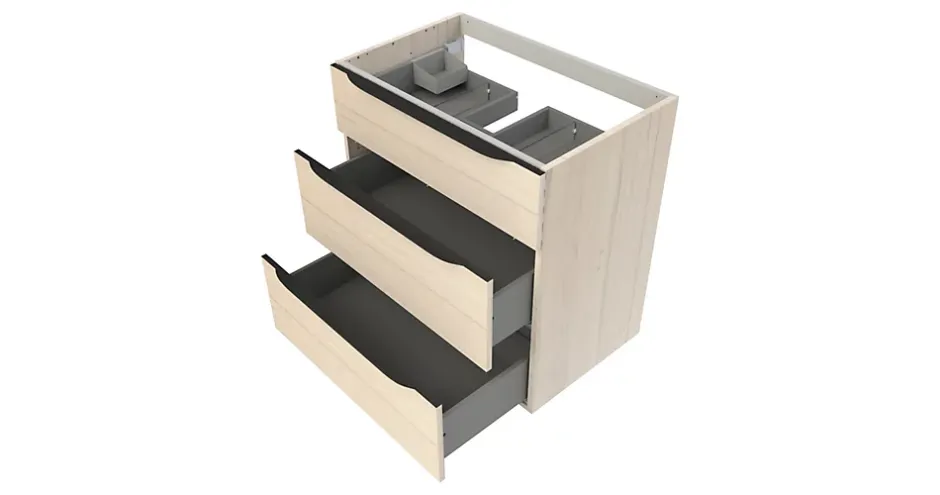 Meuble sous vasque à poser effet bois l.80 x H.88 x P.50 cm, Pamili