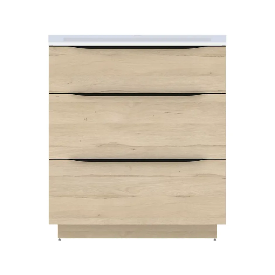Meuble sous vasque à poser effet bois l.80 x H.88 x P.50 cm, Pamili