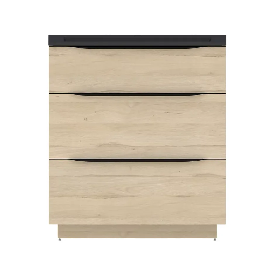 Meuble sous vasque à poser effet bois l.80 x H.88 x P.50 cm, Pamili