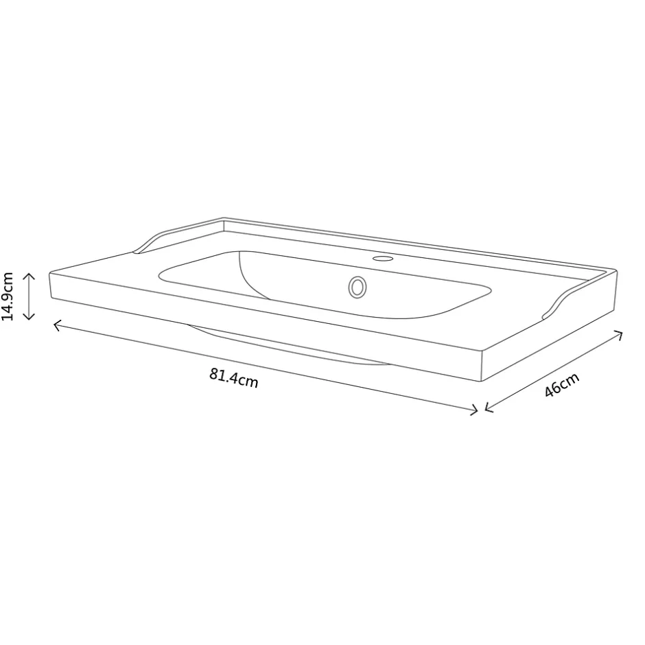 GoodHome Meuble sous vasque à poser 2 tiroirs 1 niche placage chêne l.80 cm Perma + plan vasque blanc Lana,* Meuble Vasque