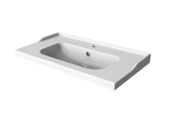 GoodHome Meuble sous vasque à poser 2 tiroirs 1 niche placage chêne l.80 cm Perma + plan vasque blanc Lana,* Meuble Vasque