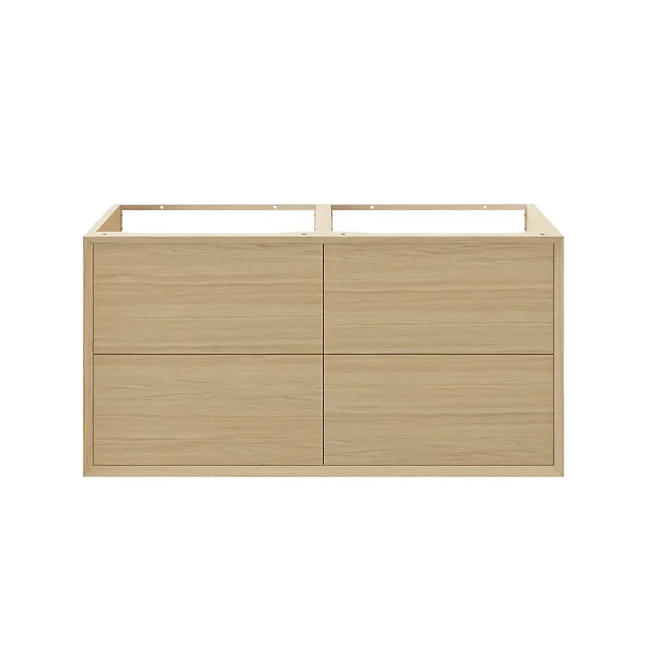 GoodHome Meuble sous vasque à suspendre Avela placage chêne 120 cm* Meuble Buanderie|Meuble Sous-Vasque