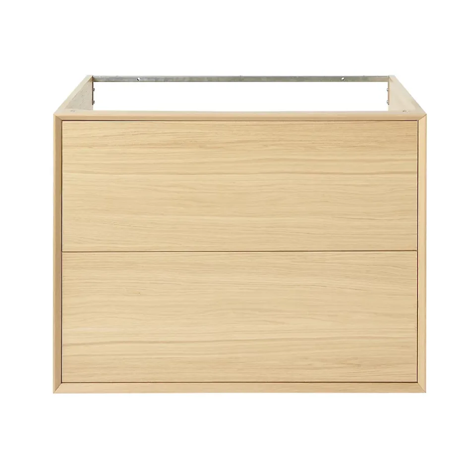 GoodHome Meuble sous vasque à suspendre Avela placage chêne 80 cm