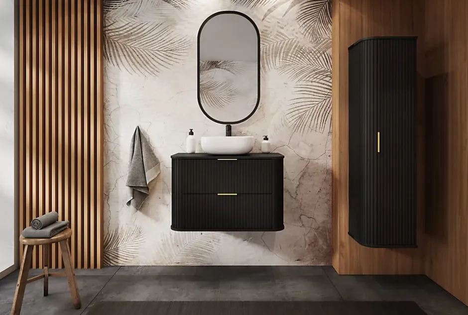 Furnidea Meuble sous vasque à suspendre GLAMOUR NOIR 60 cm* Meuble Vasque