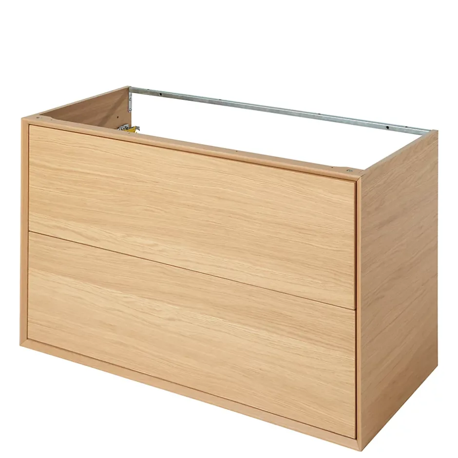 GoodHome Meuble sous vasque à suspendre Avela placage chêne 100 cm* Meuble Buanderie