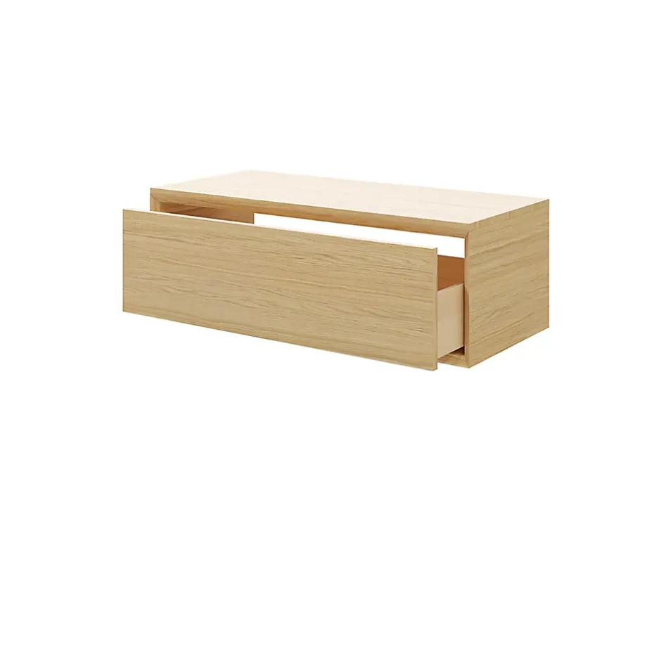 GoodHome Meuble sous vasque à suspendre Avela placage chêne 100 cm + plans de toilette Avela vendu par 2