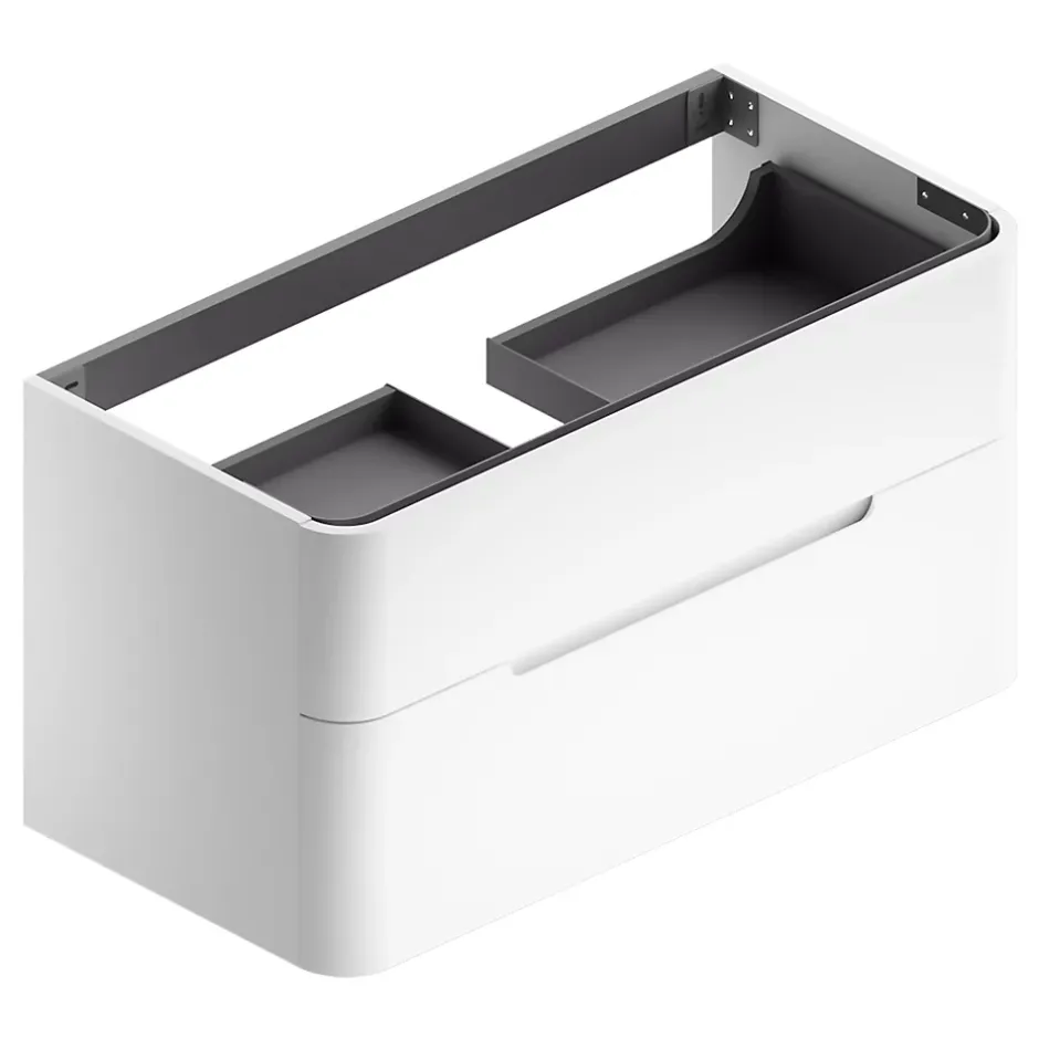 Meuble sous vasque à suspendre Alba blanc mat version centre L. 104 x H. 55 x P. 50,5 cm* Meuble Buanderie
