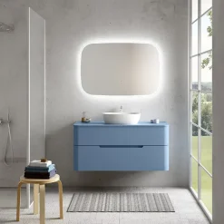 Meuble sous vasque à suspendre Alba bleu mat L. 119 x H. 55 x P. 50,5 cm* Meuble Buanderie|Meuble Sous-Vasque