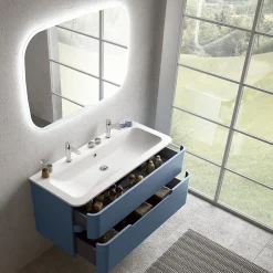 Meuble sous vasque à suspendre Alba bleu mat L. 119 x H. 55 x P. 50,5 cm* Meuble Buanderie|Meuble Sous-Vasque