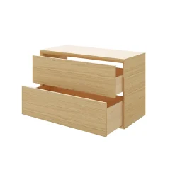 GoodHome Meuble sous vasque à suspendre Avela placage chêne 100 cm + plan de toilette Avela* Meuble Buanderie