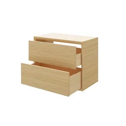 GoodHome Meuble sous vasque à suspendre Avela placage chêne 80 cm + plan de toilette Avela* Meuble Buanderie