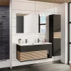 Decotec Meuble sous vasque à suspendre Archi noir mat 120 cm + plan vasque en Céramyl® pour 2 mitigeurs
